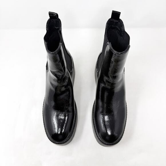 [Nine West] Henrita Black Patent Leather Platform Chelsea Ankle Boots Size 9.5 M - Picture 5 of 12